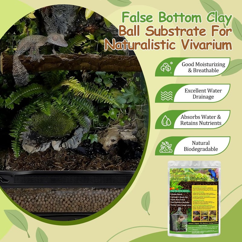 Riare 6LBS Expanded Clay Balls Terrarium Substrate for Reptiles - 100% Organic Lightweight Clay Pebbles Substrate Frogs False Bottom Substrate, Bioactive Terrarium Substrate for Drainage and Moisture - Image 4